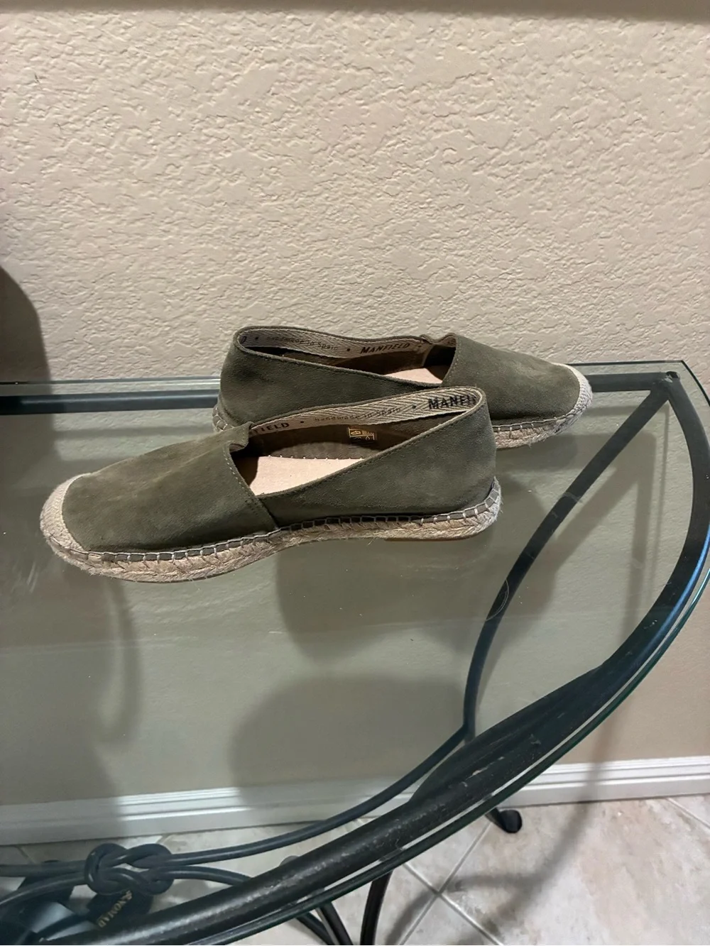 Manfield Olive Suede Espadrille Flats